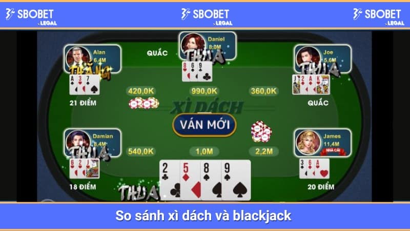 So sánh xì dách và blackjack 